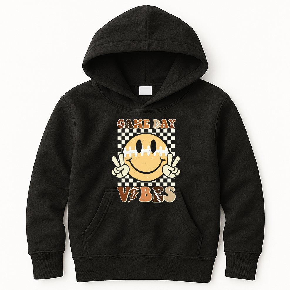 Funny Face American Football Game Day Vibes Sport Girl Kids Hoodie