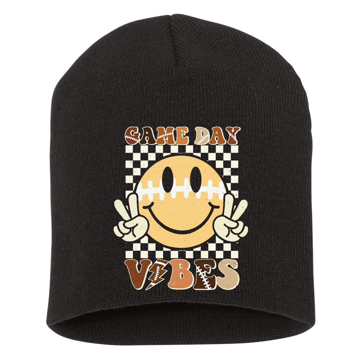Funny Face American Football Game Day Vibes Sport Girl Short Acrylic Beanie