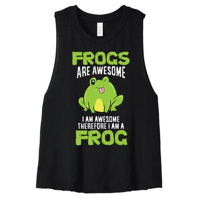 Funny Frogs Are Awesome I'm Awesome Therefore I'm Awesome Therefore I Am A Frog Women's Racerback Cropped Tank