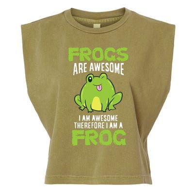 Funny Frogs Are Awesome I'm Awesome Therefore I'm Awesome Therefore I Am A Frog Garment-Dyed Women's Muscle Tee