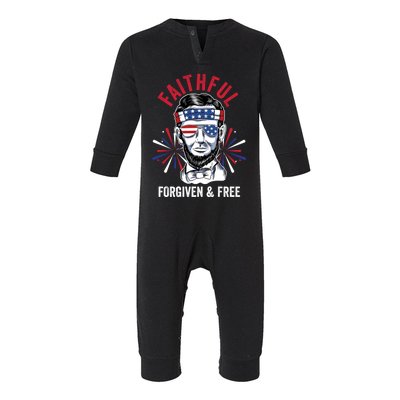 Faithful Forgiven And Free Fireworks Director Lincoln Gift Infant Fleece One Piece