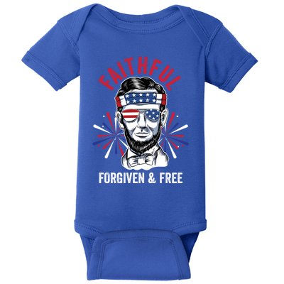 Faithful Forgiven And Free Fireworks Director Lincoln Gift Baby Bodysuit