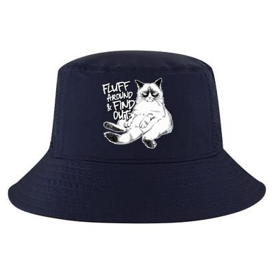 Funny Fluff Around And Find Out, Grumpy Kitty, Sarcastic Cat Cool Comfort Performance Bucket Hat