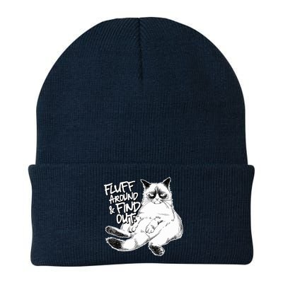 Funny Fluff Around And Find Out, Grumpy Kitty, Sarcastic Cat Knit Cap Winter Beanie