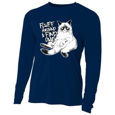 Funny Fluff Around And Find Out, Grumpy Kitty, Sarcastic Cat Cooling Performance Long Sleeve Crew