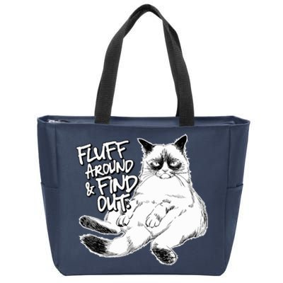 Funny Fluff Around And Find Out, Grumpy Kitty, Sarcastic Cat Zip Tote Bag