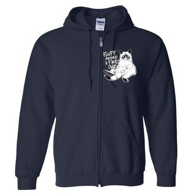 Funny Fluff Around And Find Out, Grumpy Kitty, Sarcastic Cat Full Zip Hoodie