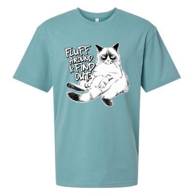 Funny Fluff Around And Find Out, Grumpy Kitty, Sarcastic Cat Sueded Cloud Jersey T-Shirt