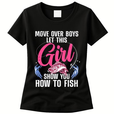 Funny Fishing Art For Girl Fishing Lover Fisherwoman Womens T-Shirt