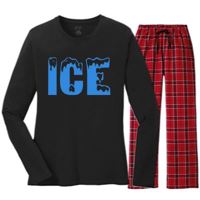 Funny Fire And Ice Halloween 2024 Family Matching Women's Long Sleeve Flannel Pajama Set 