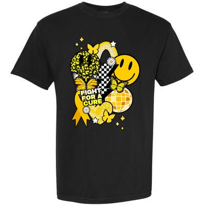 Fight For A Cure Retro Smile Face Childhood Cancer Garment-Dyed Heavyweight T-Shirt