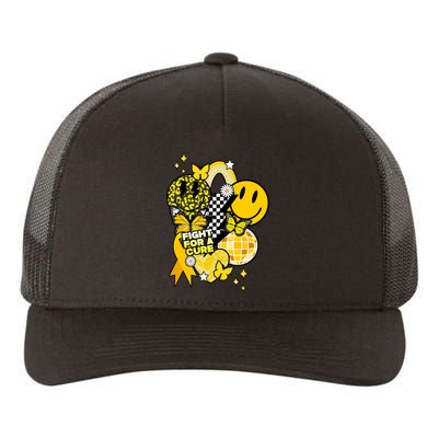 Fight For A Cure Retro Smile Face Childhood Cancer Yupoong Adult 5-Panel Trucker Hat