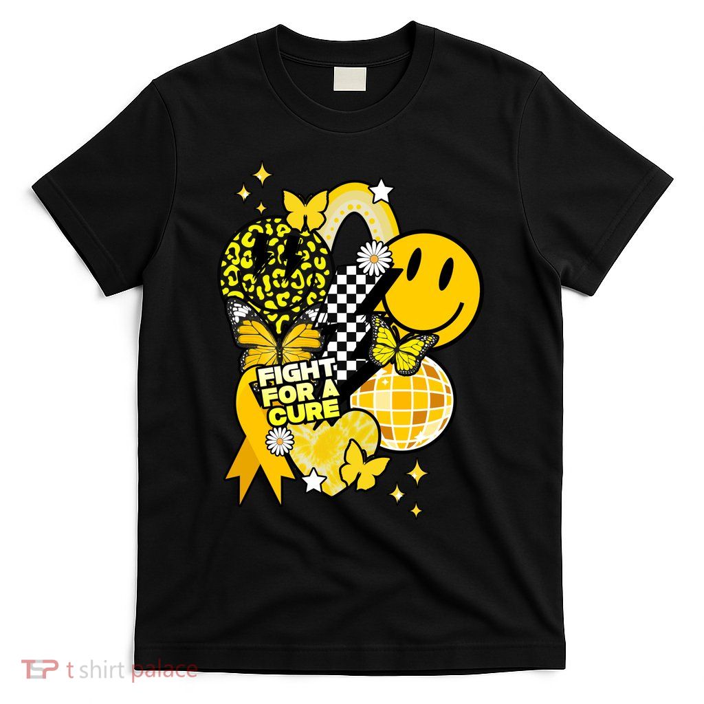Fight For A Cure Retro Smile Face Childhood Cancer T-Shirt