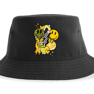 Fight For A Cure Retro Smile Face Childhood Cancer Sustainable Bucket Hat