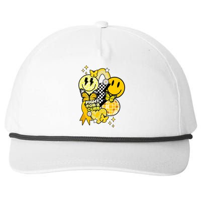 Fight For A Cure Retro Smile Face Childhood Cancer Snapback Five-Panel Rope Hat