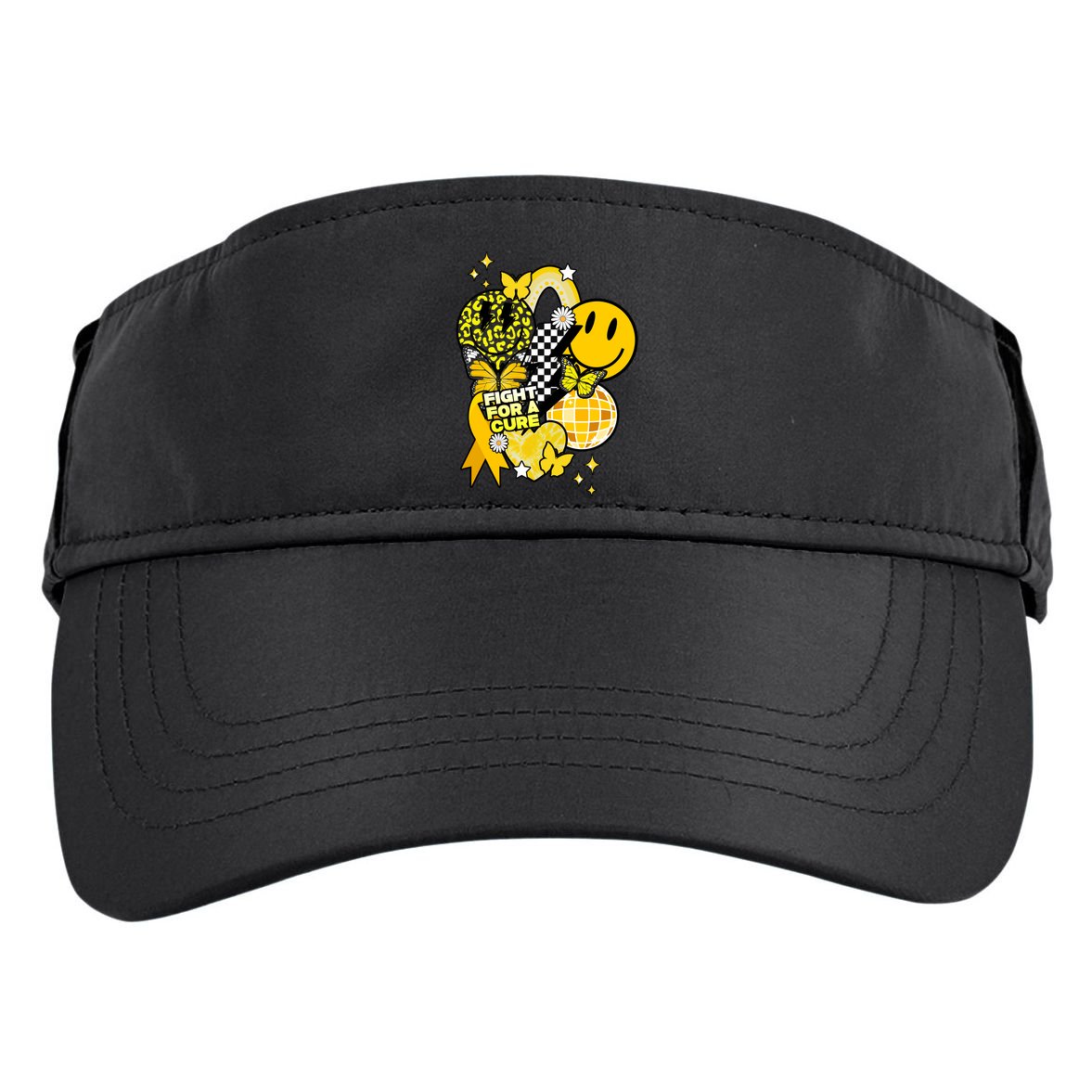 Fight For A Cure Retro Smile Face Childhood Cancer Adult Drive Performance Visor