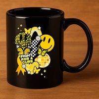 Fight For A Cure Retro Smile Face Childhood Cancer 11oz C Handle Ceramic Mug