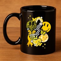 Fight For A Cure Retro Smile Face Childhood Cancer 11oz C Handle Ceramic Mug