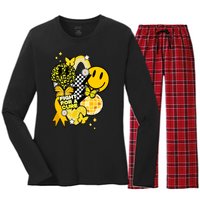 Fight For A Cure Retro Smile Face Childhood Cancer Women's Long Sleeve Flannel Pajama Set 