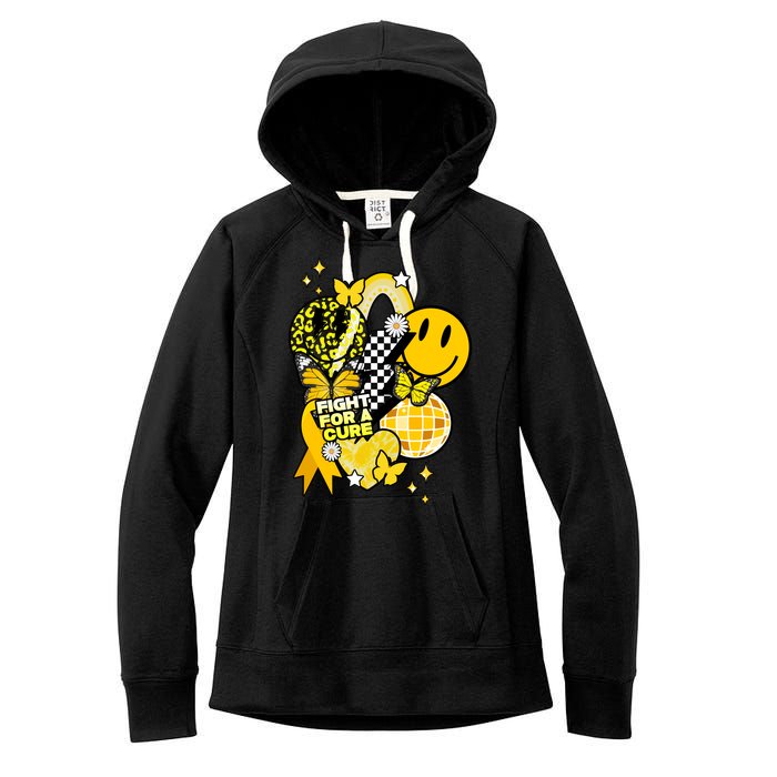 Fight For A Cure Retro Smile Face Childhood Cancer Women's Fleece Hoodie