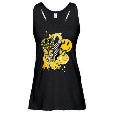 Fight For A Cure Retro Smile Face Childhood Cancer Ladies Essential Flowy Tank