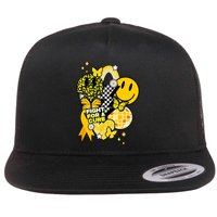 Fight For A Cure Retro Smile Face Childhood Cancer Flatbill Hat