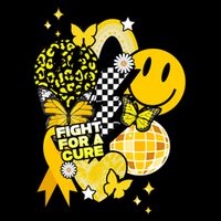 Fight For A Cure Retro Smile Face Childhood Cancer Flatbill Hat