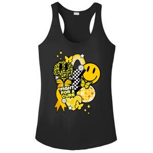 Fight For A Cure Retro Smile Face Childhood Cancer Ladies PosiCharge Competitor Racerback Tank