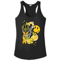 Fight For A Cure Retro Smile Face Childhood Cancer Ladies PosiCharge Competitor Racerback Tank