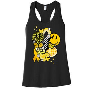 Fight For A Cure Retro Smile Face Childhood Cancer Women's Racerback Tank