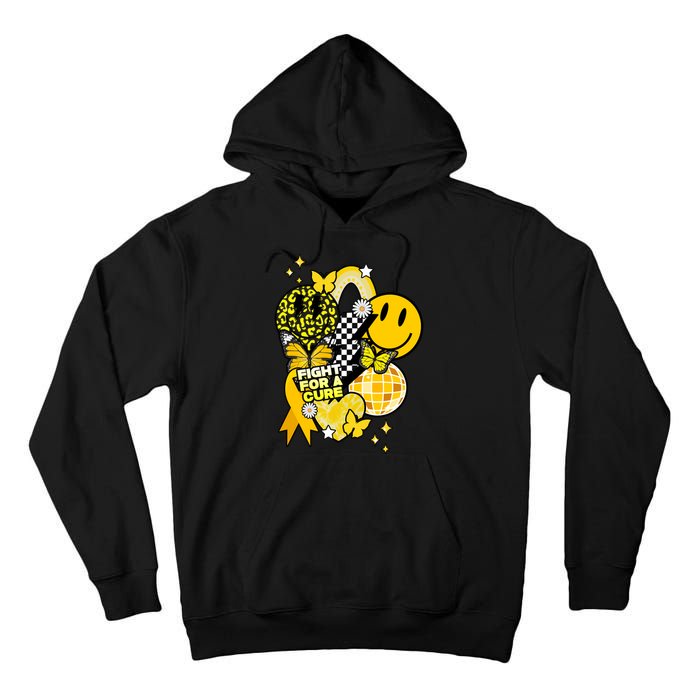 Fight For A Cure Retro Smile Face Childhood Cancer Tall Hoodie