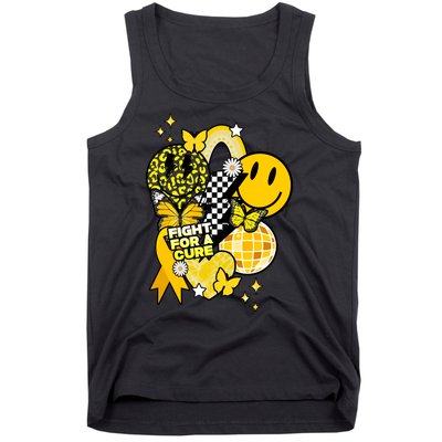 Fight For A Cure Retro Smile Face Childhood Cancer Tank Top