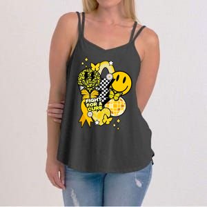 Fight For A Cure Retro Smile Face Childhood Cancer Women's Strappy Tank