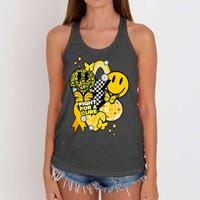 Fight For A Cure Retro Smile Face Childhood Cancer Women's Knotted Racerback Tank