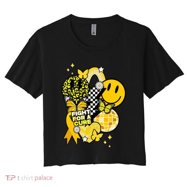 Fight For A Cure Retro Smile Face Childhood Cancer Crop Top