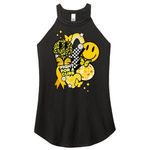 Fight For A Cure Retro Smile Face Childhood Cancer Women's Perfect Tri Rocker Tank