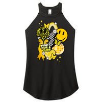 Fight For A Cure Retro Smile Face Childhood Cancer Women's Perfect Tri Rocker Tank