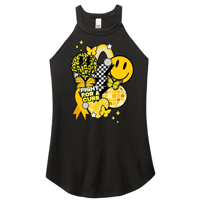 Fight For A Cure Retro Smile Face Childhood Cancer Women's Perfect Tri Rocker Tank