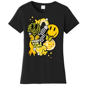 Fight For A Cure Retro Smile Face Childhood Cancer Women's T-Shirt