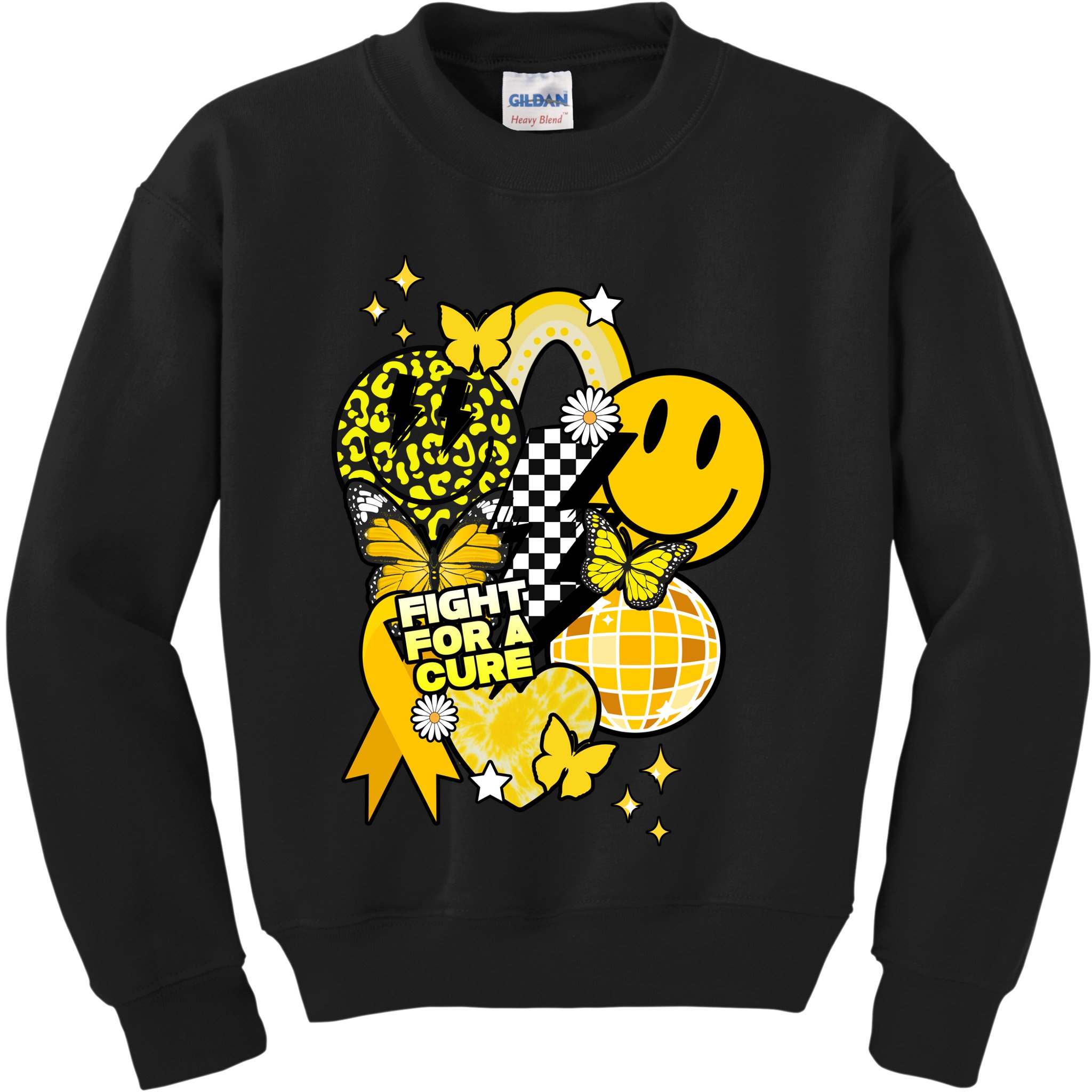 Fight For A Cure Retro Smile Face Childhood Cancer Kids Sweatshirt