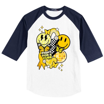 Fight For A Cure Retro Smile Face Childhood Cancer Baseball Sleeve Shirt