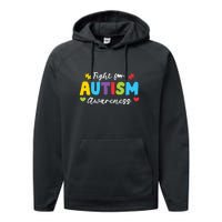 Fight For Autism Awareness Puzzle Gift Autism Awareness Day Performance Fleece Hoodie