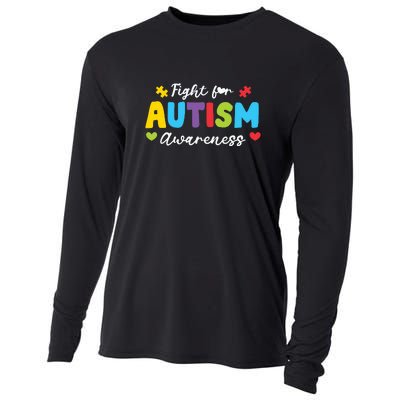 Fight For Autism Awareness Puzzle Gift Autism Awareness Day Cooling Performance Long Sleeve Crew