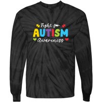 Fight For Autism Awareness Puzzle Gift Autism Awareness Day Tie-Dye Long Sleeve Shirt