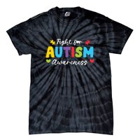 Fight For Autism Awareness Puzzle Gift Autism Awareness Day Tie-Dye T-Shirt