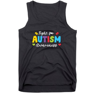 Fight For Autism Awareness Puzzle Gift Autism Awareness Day Tank Top