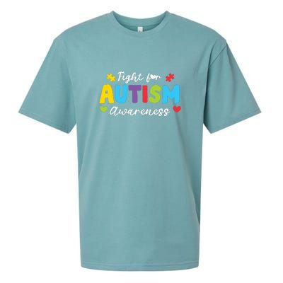 Fight For Autism Awareness Puzzle Gift Autism Awareness Day Sueded Cloud Jersey T-Shirt