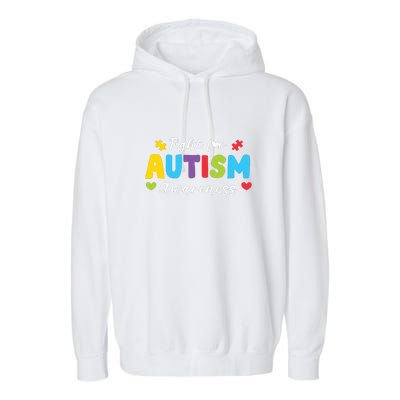 Fight For Autism Awareness Puzzle Gift Autism Awareness Day Garment-Dyed Fleece Hoodie