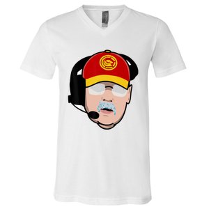 Funny Football American Coach Reid Frozen Mustache V-Neck T-Shirt