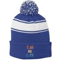 Funny Fishing Art For Fisherman Boat Fly Fish Stripe Pom Pom Beanie